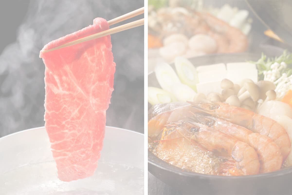 牛肉と海老の料理写真