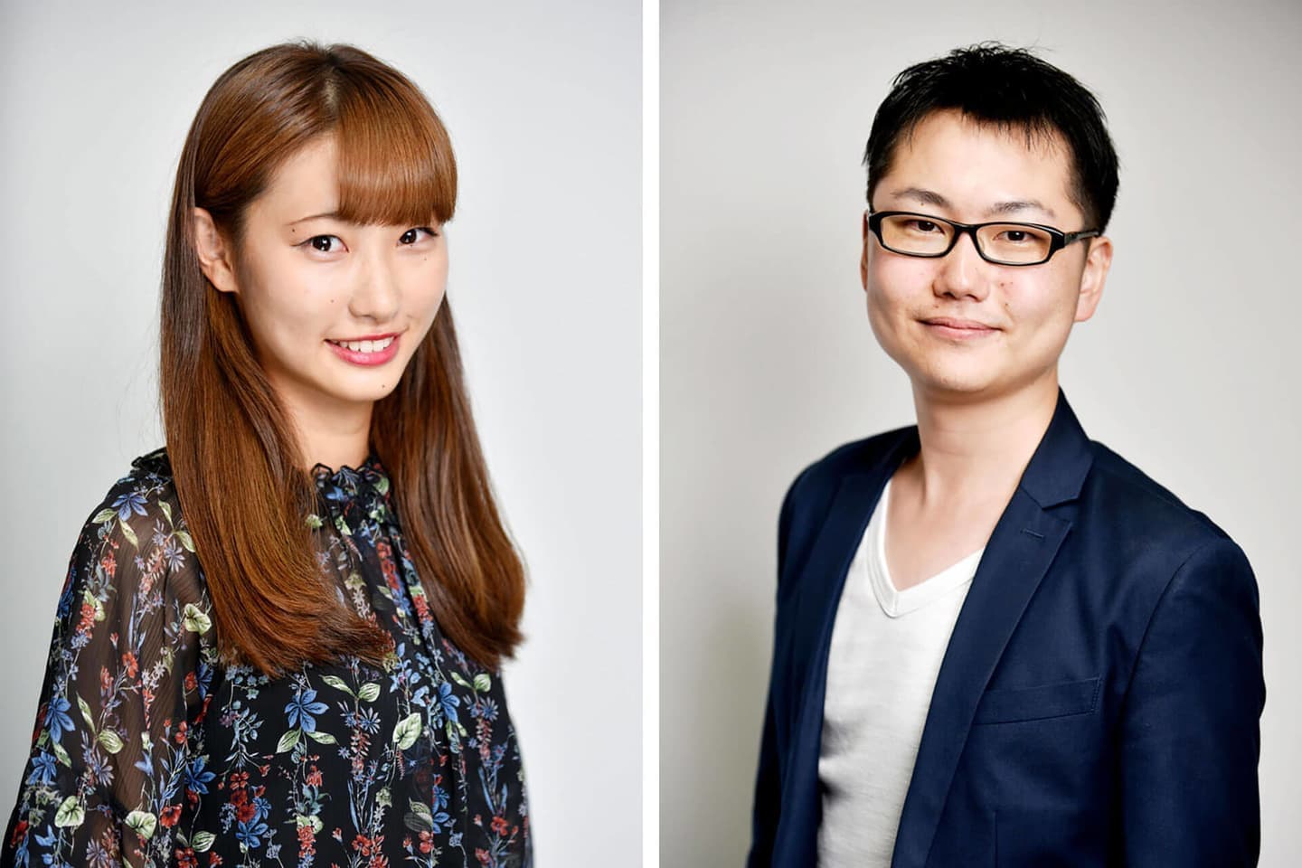 女性社員と男性社員のプロフィール写真