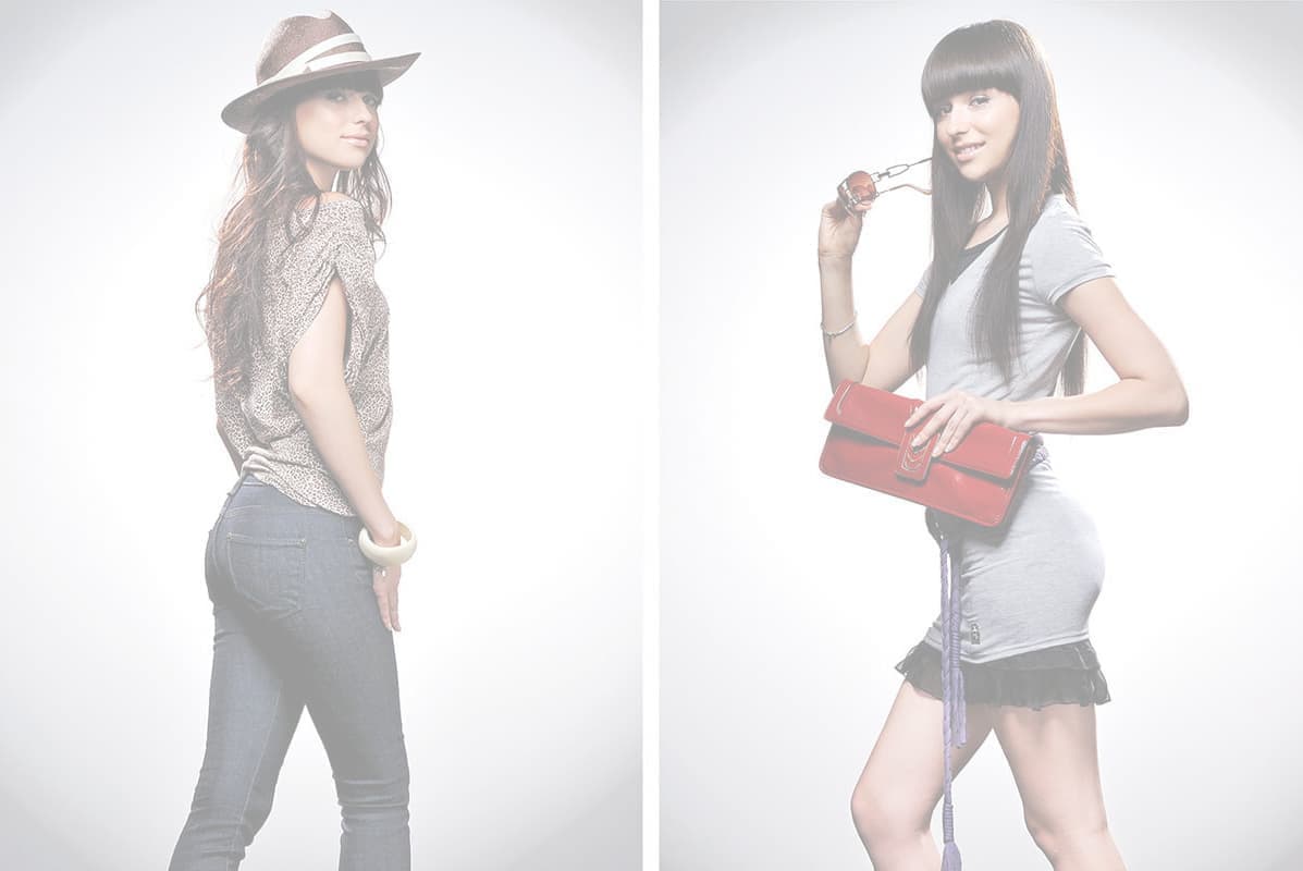 女性モデルのスタジオ写真撮影