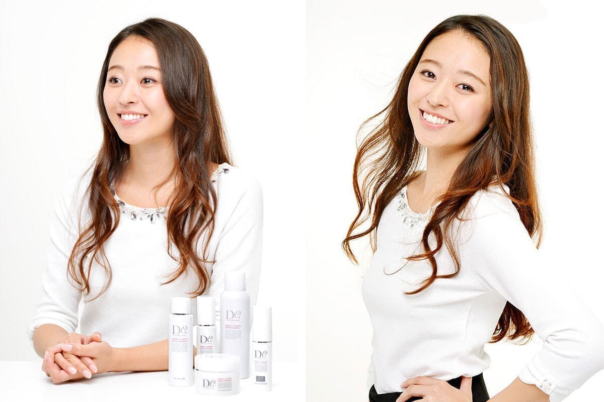 女性モデルの化粧品写真撮影